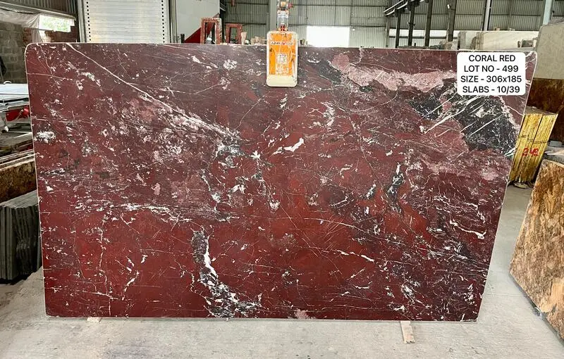coral red quartzite slab 3