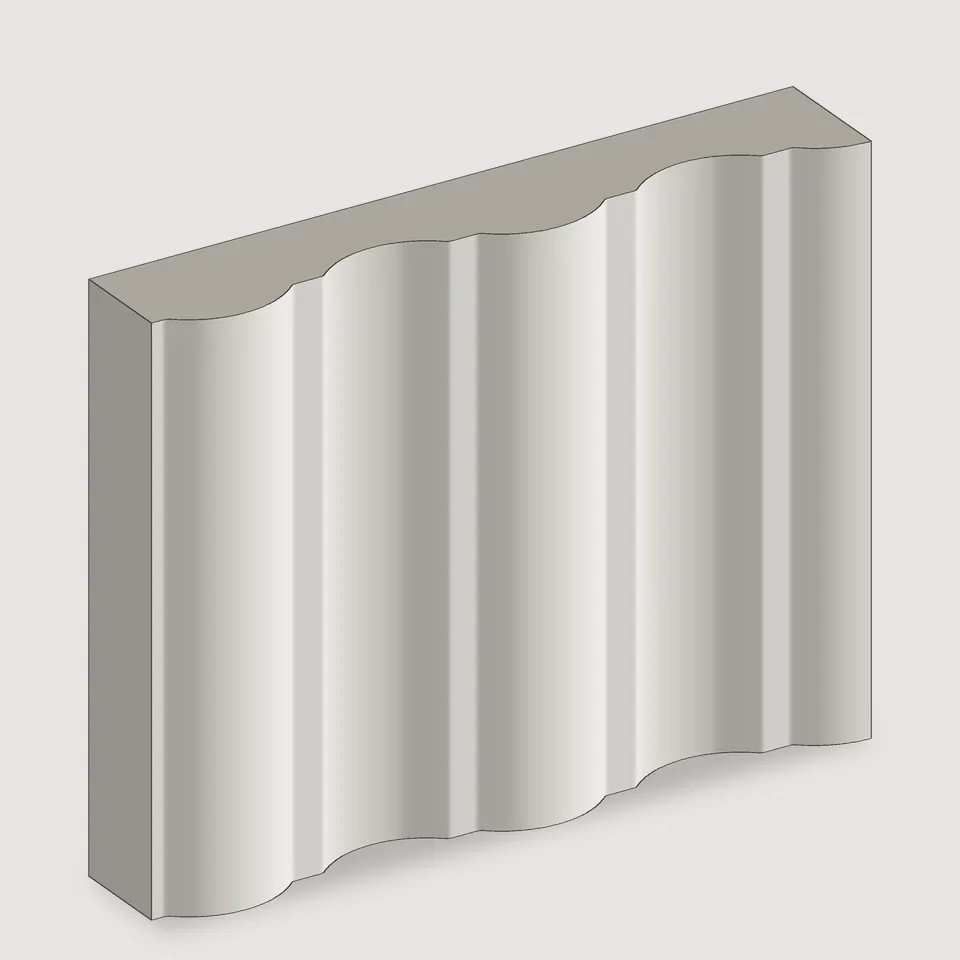 Carved edge of the Reed & Flute fluted stone panel