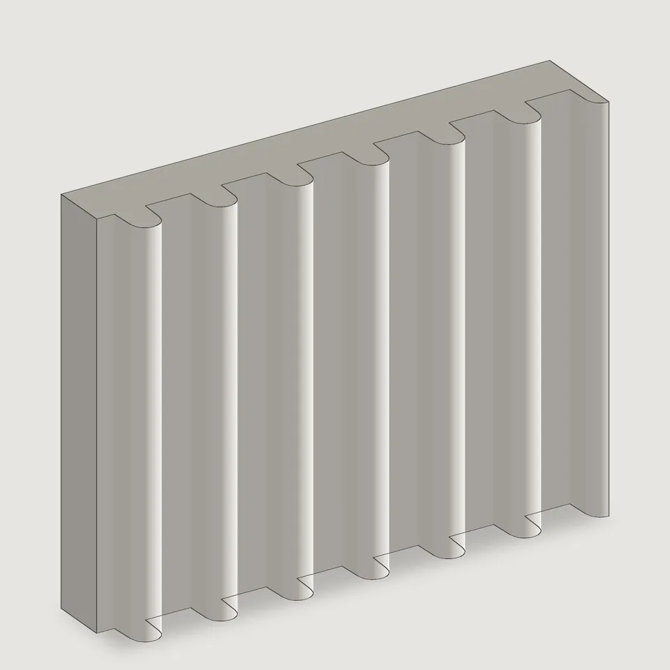 Carved edge of the Grappa fluted stone panel