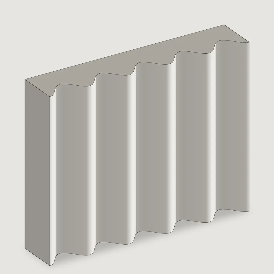 Carved edge of the Como fluted stone panel
