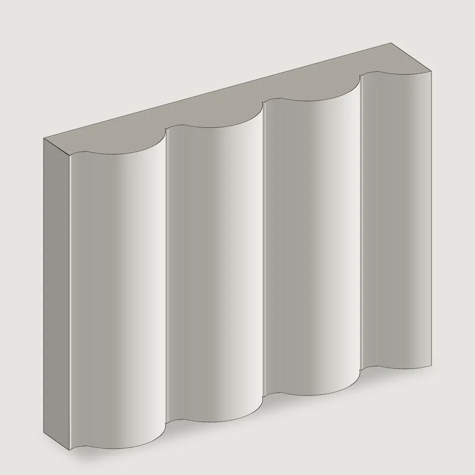 Carved edge of the Torino fluted stone panel