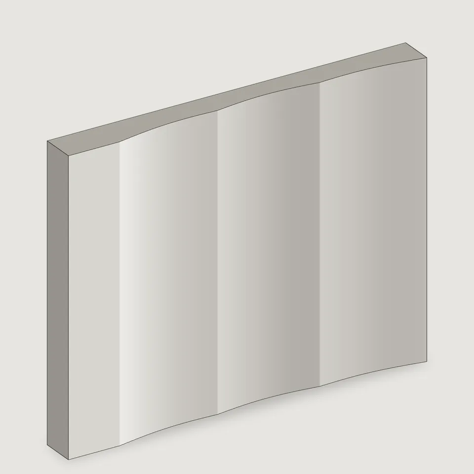 Carved edge of the Nested Flute fluted stone panel