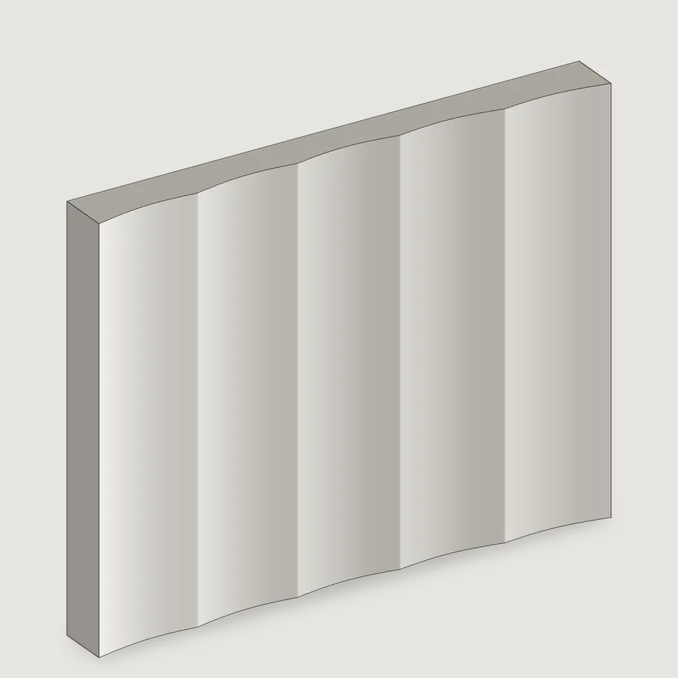 Carved edge of the Cadence II fluted stone panel