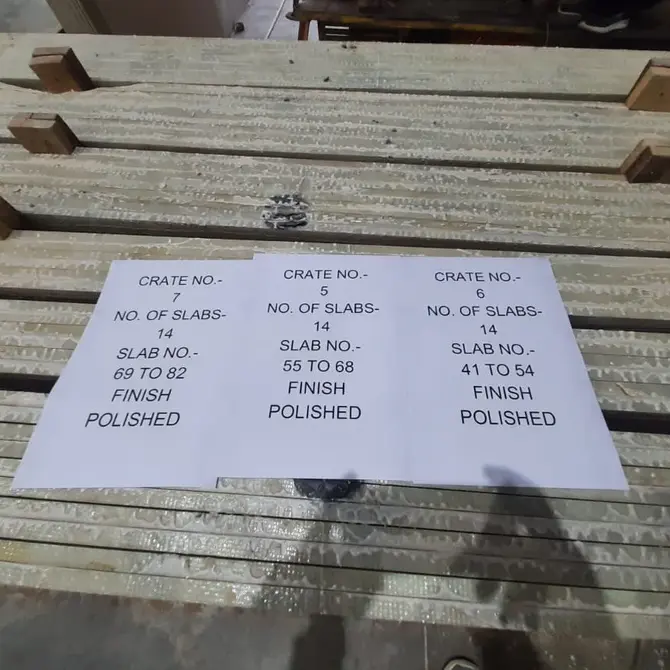 Marking and labelling on granite packing