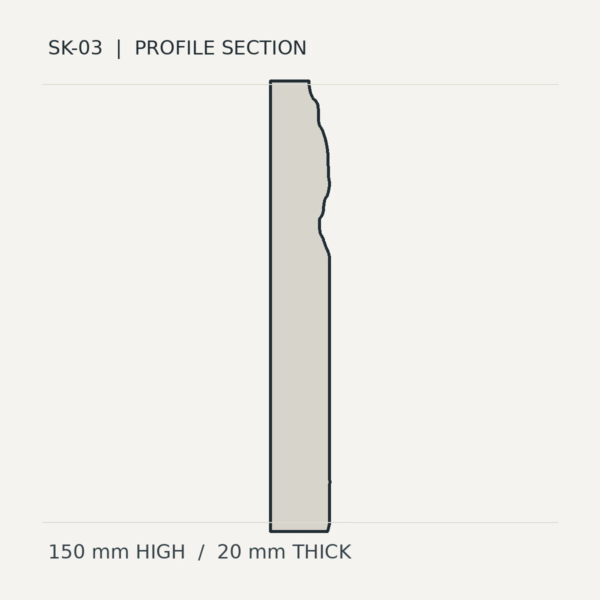 Ovolo Crown (SK-03) technical cross-section preview, not finished stone photography
