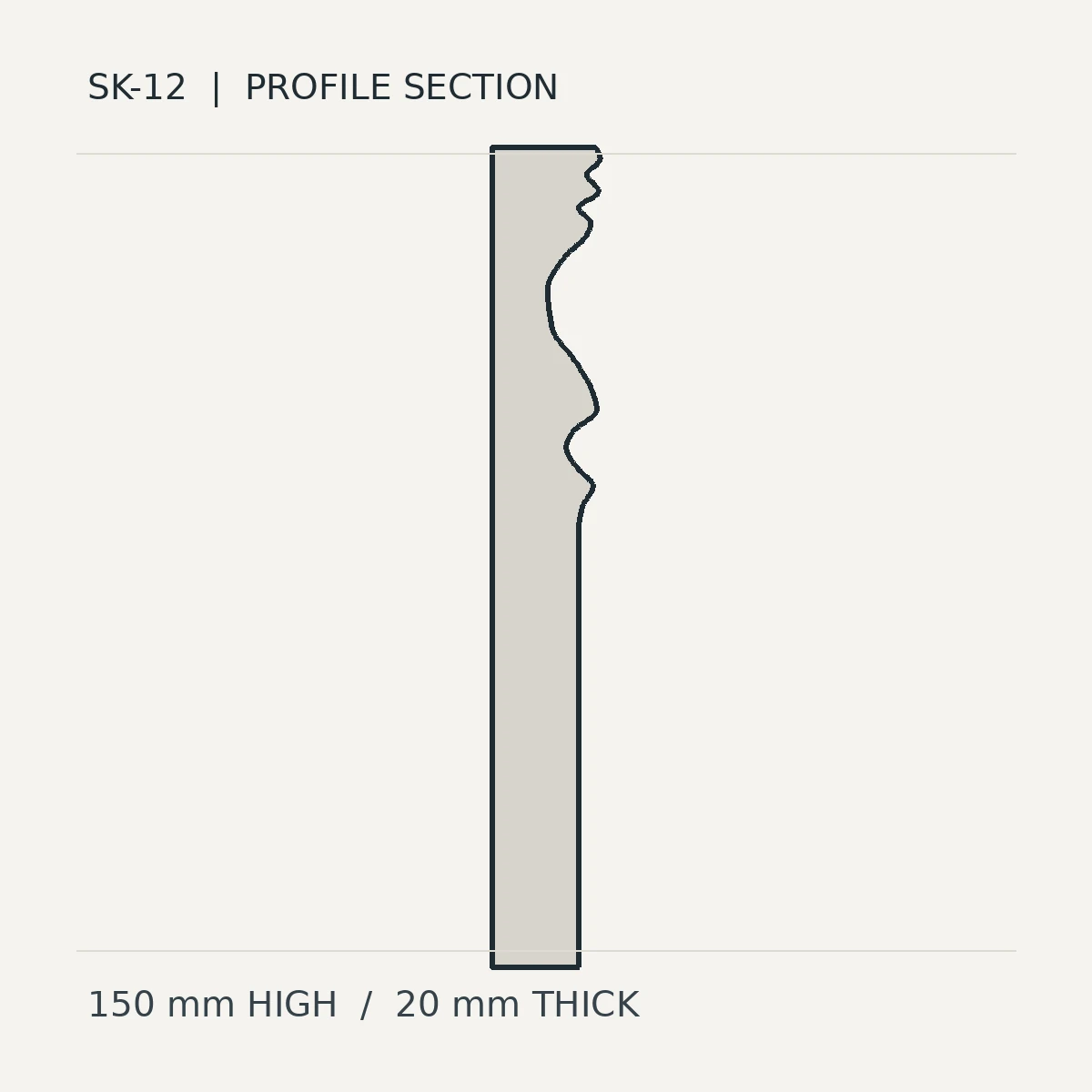Deep Ogee Crest (SK-12) technical cross-section preview, not finished stone photography