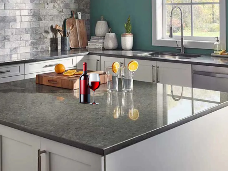 Wine stain of granite countertop